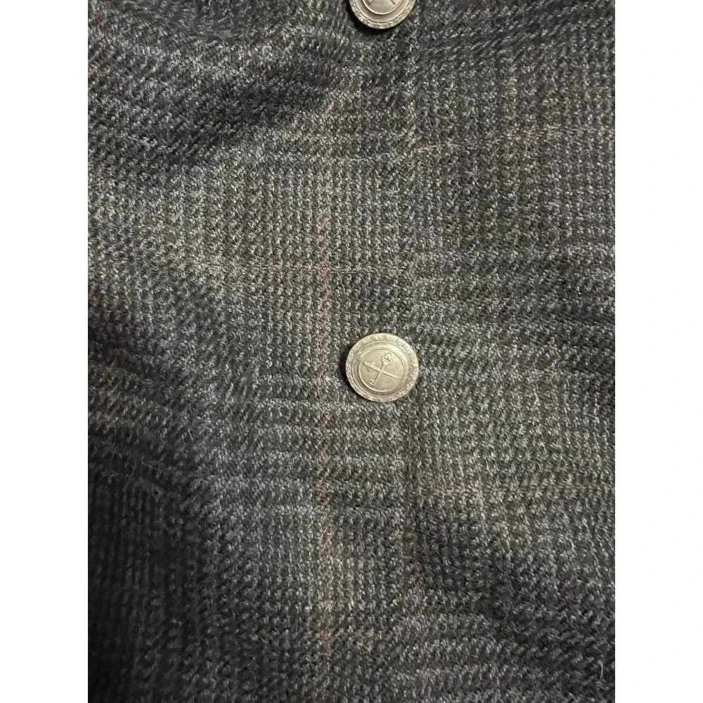 Hickey Freeman Mens Wool Sport Coat 46L Charcoal‎ Gray Plaid Blazer